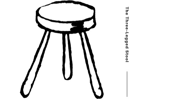 세 다리 의자(The Three-Legged Stool)를 그린 삽화