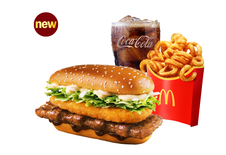 신제품 행운버거 골드 스페셜 세트_컬리후라이 M, 콜라 M 포함