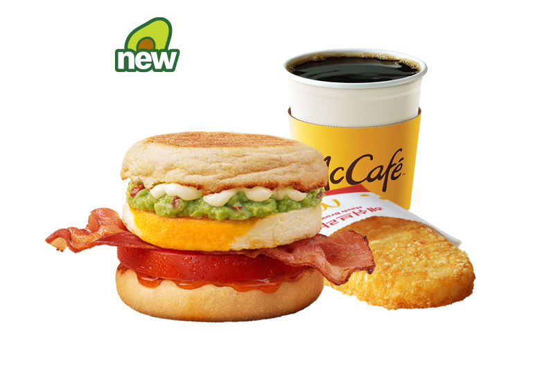 신제품 과카몰레 베이컨 에그 머핀 세트