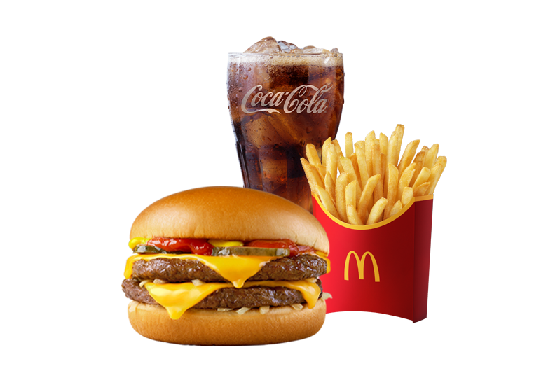 더블 치즈버거 세트 감자튀김과 콜라M사이즈 포함 제품 사진