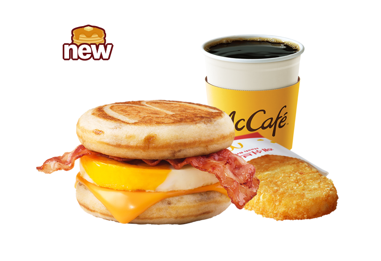 신제품 베이컨 에그 맥그리들 세트 해쉬 브라운과 드립커피 M사이즈 포함 제품 사진